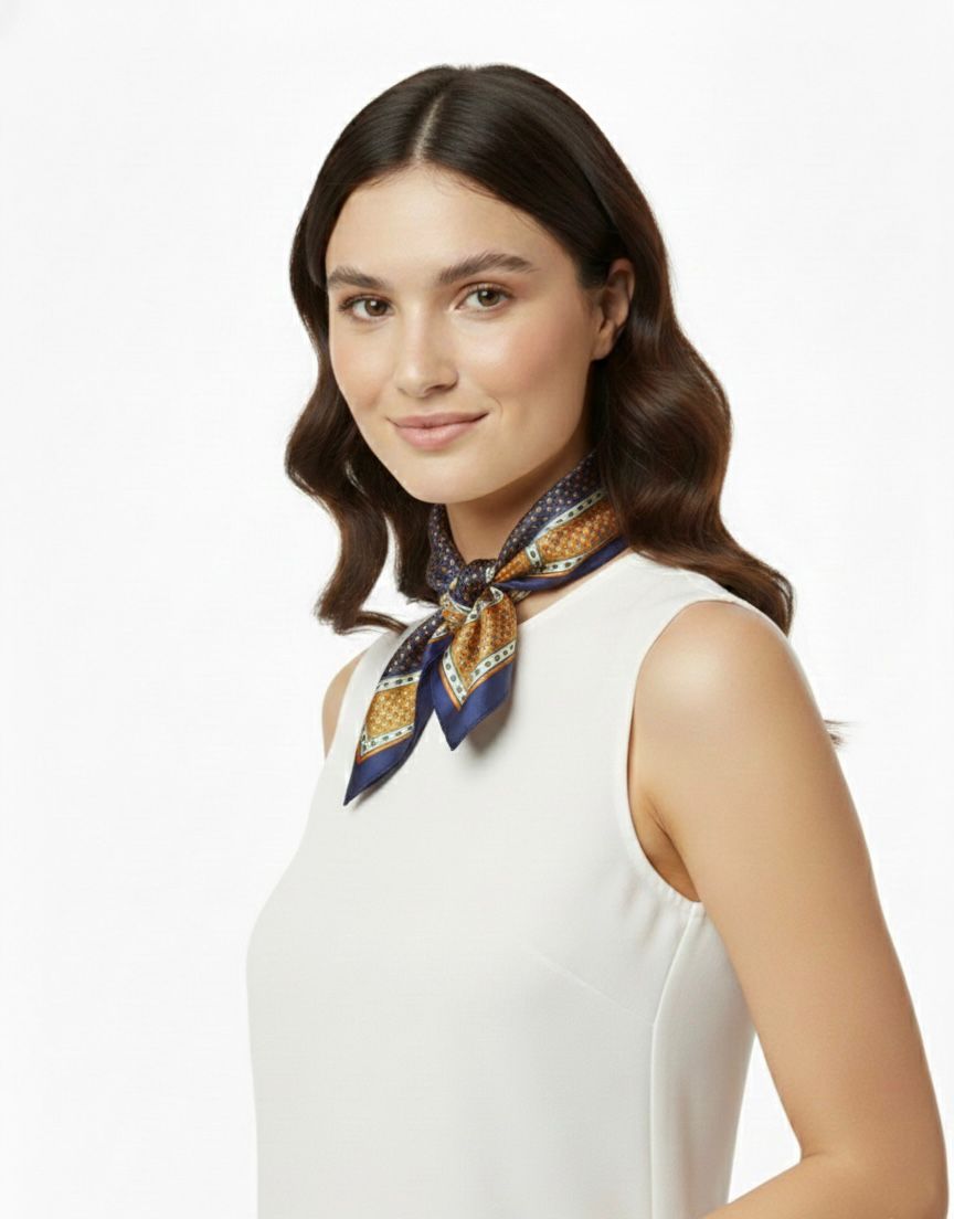 Pañoleta azul franja ocre