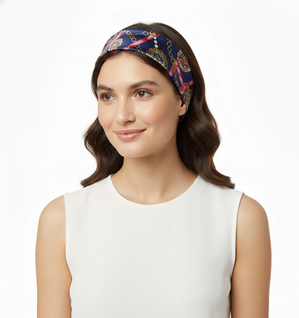 Pañoleta azul correas rojas