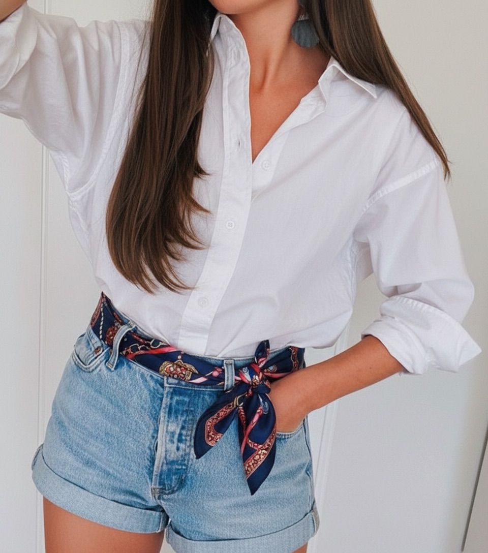 Pañoleta azul correas rojas