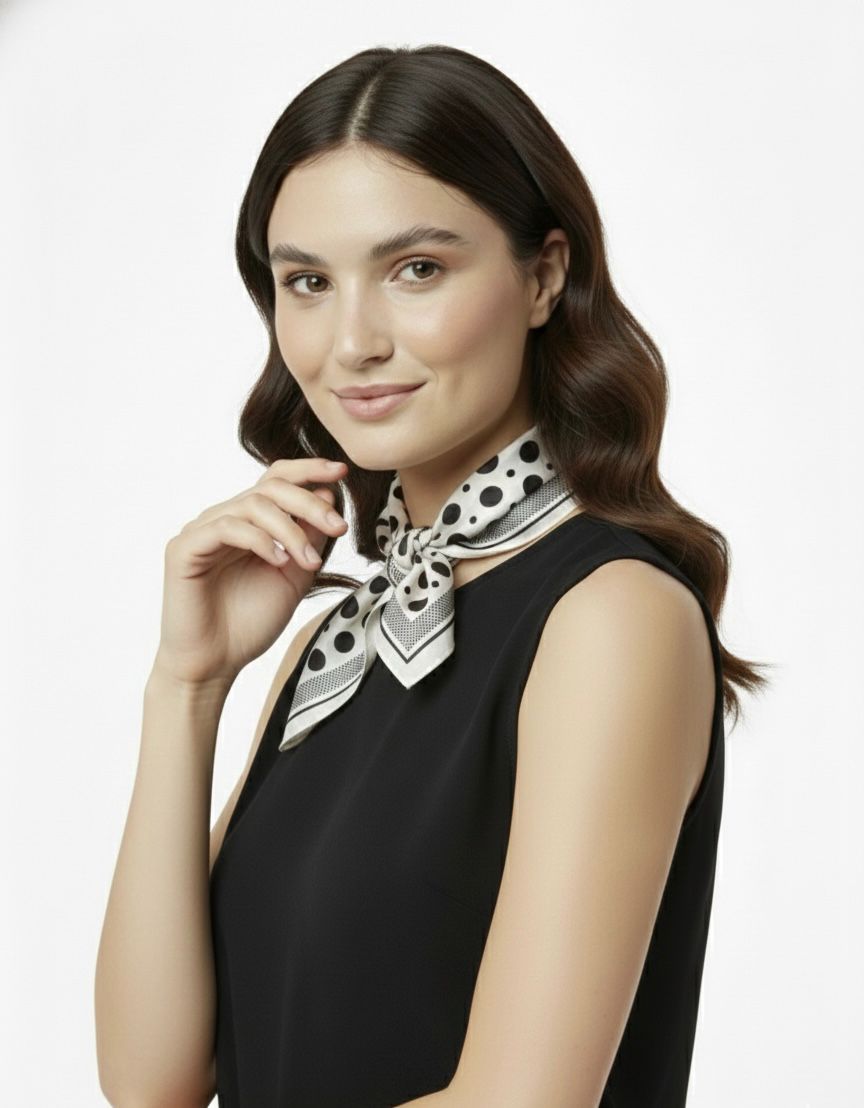 Pañoleta blanca puntos negros grandes