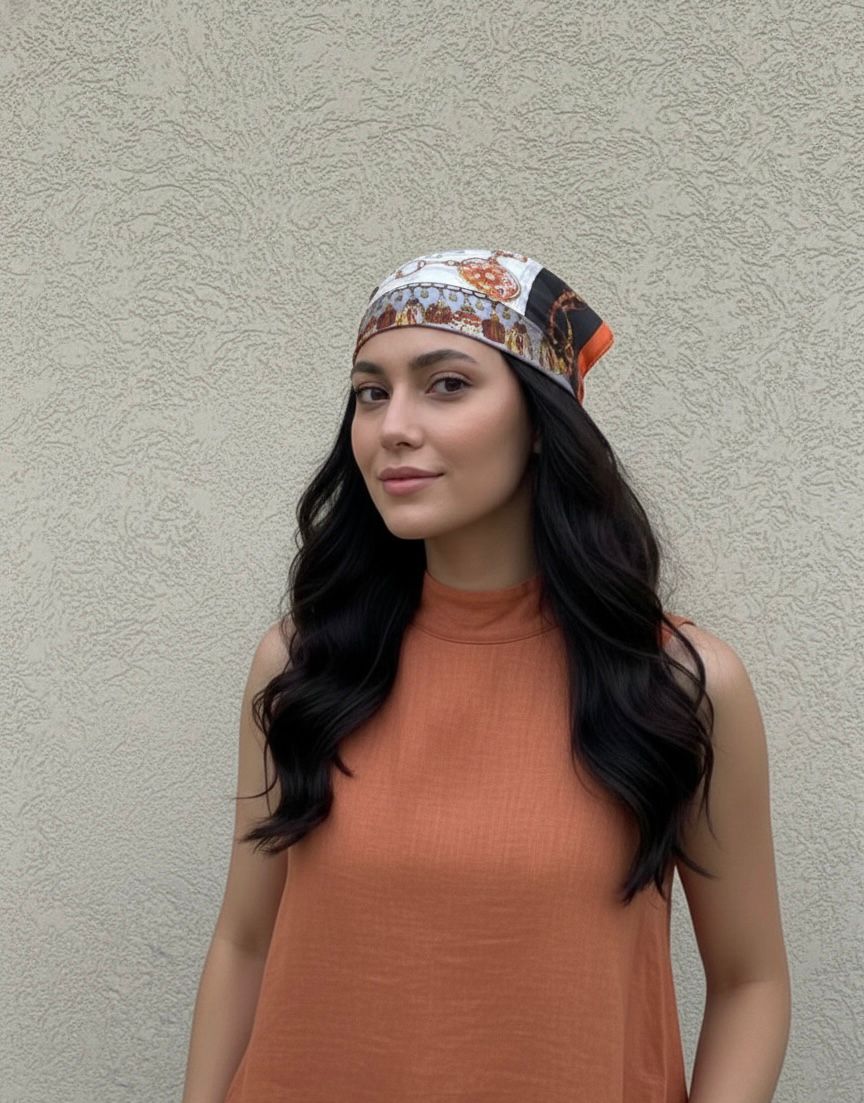 Pañoleta negro naranja