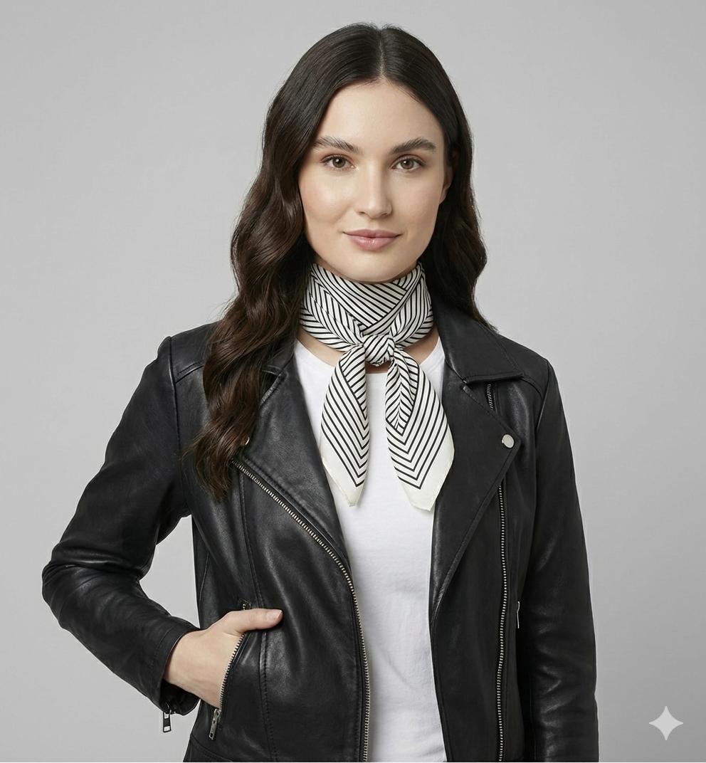 Pañoleta blanca rayas negras