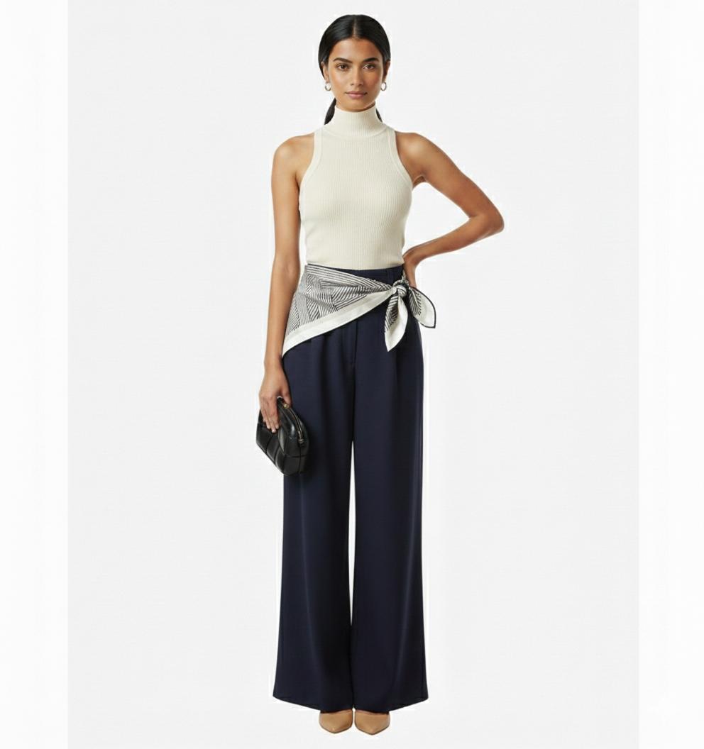 Pañoleta blanca rayas negras