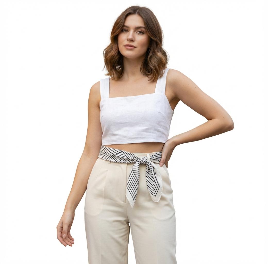 Pañoleta blanca rayas negras