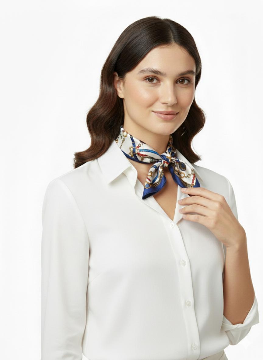 Pañoleta blanca correas azules