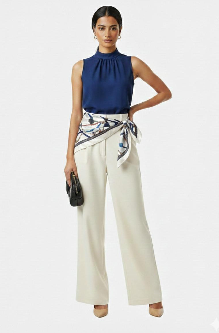 Pañoleta blanca correas azules